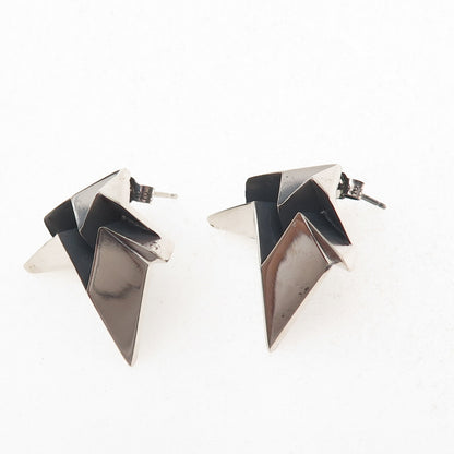 Soo Milner 925 Sterling Silver Birmingham Modernist Oxidized Earrings
