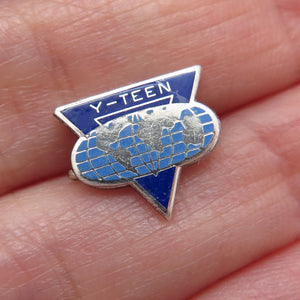 LGB BALFOUR 925 Sterling Silver Vintage Enamel Y-Teen YMCA/YWCA Globe Pin Brooch