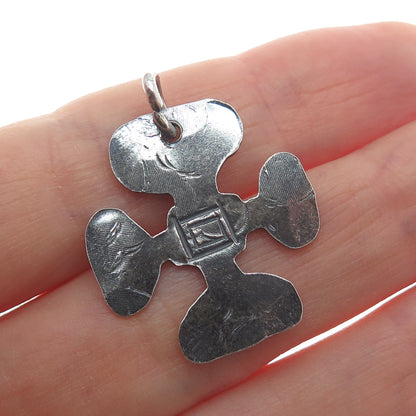 Old Pawn 925 Sterling Silver Vintage Southwestern Cross Oxidized Pendant