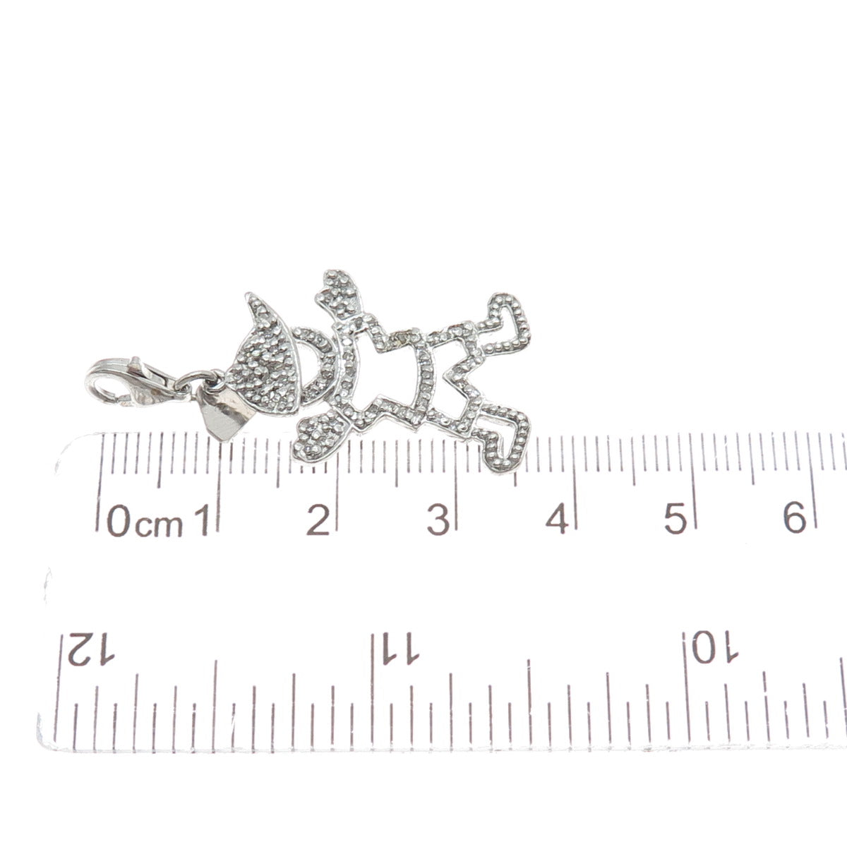 DASAN INC 925 Sterling Silver Real Round-Cut Diamond Boy Lobster Lock Pendant