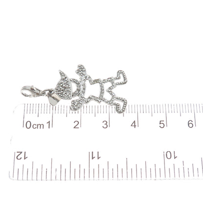 DASAN INC 925 Sterling Silver Real Round-Cut Diamond Boy Lobster Lock Pendant