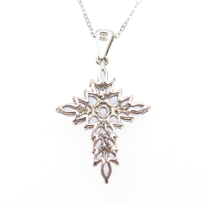 Chuck Clemency 925 Sterling Silver Real Tanzanite Cross Cable Chain Necklace 20"