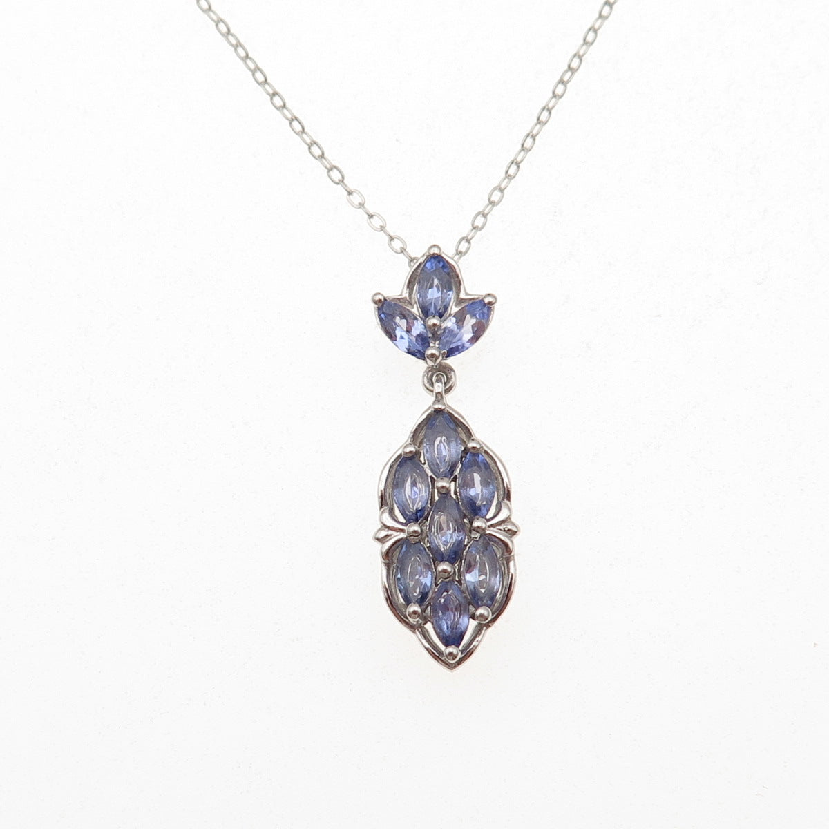 Chuck Clemency 925 Sterling Silver Real Tanzanite Cable Chain Necklace 20"