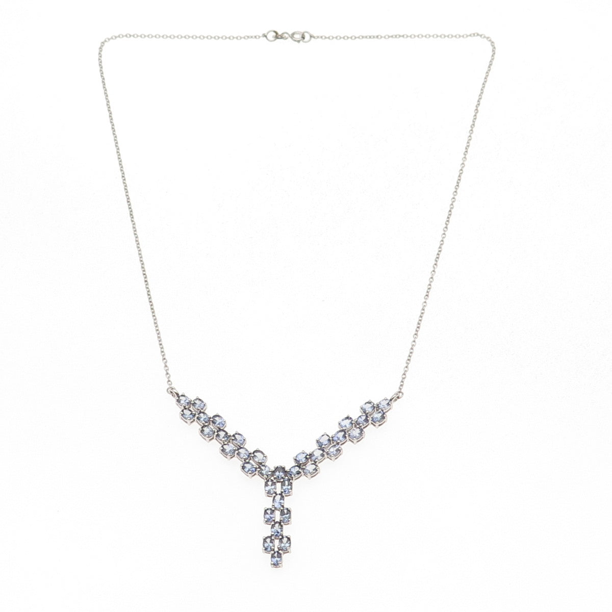 Chuck Clemency 925 Sterling Silver Real Iolite Cable Chain Necklace 18"