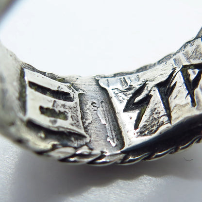 925 Sterling Silver Vintage Tribal Ring Size 9.75