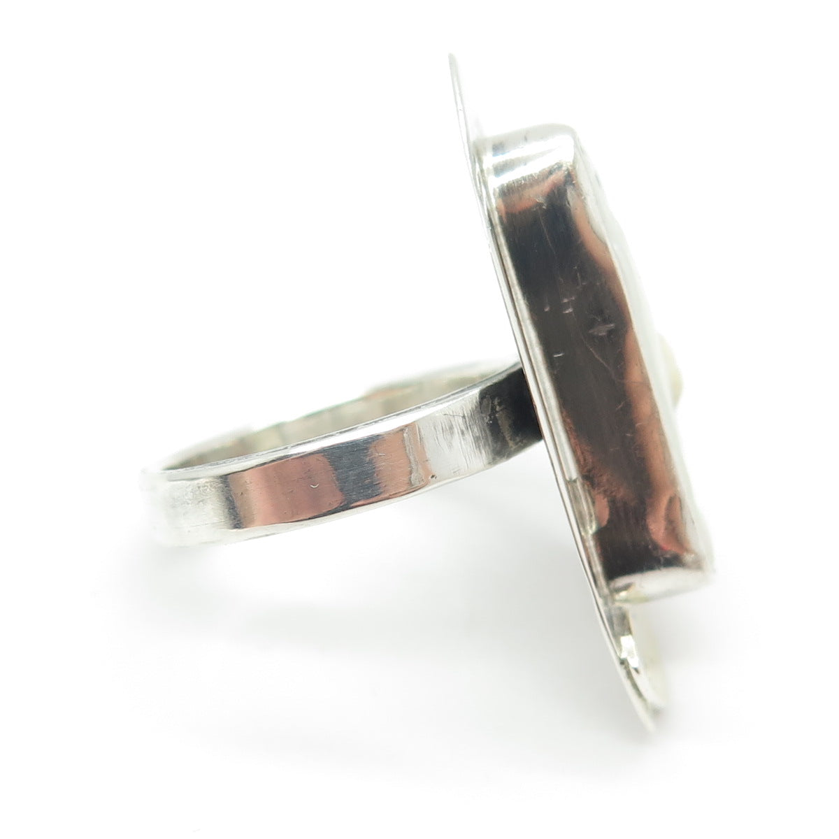 B. SUCHERMAN 925 Sterling Silver 2-Tone Vintage MOP Statement Ring Size 6.75