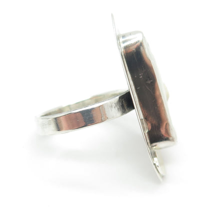 B. SUCHERMAN 925 Sterling Silver 2-Tone Vintage MOP Statement Ring Size 6.75