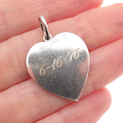 Tiffany & Co. 925 Sterling Silver Vintage Engraved Heart Tag Charm Pendant