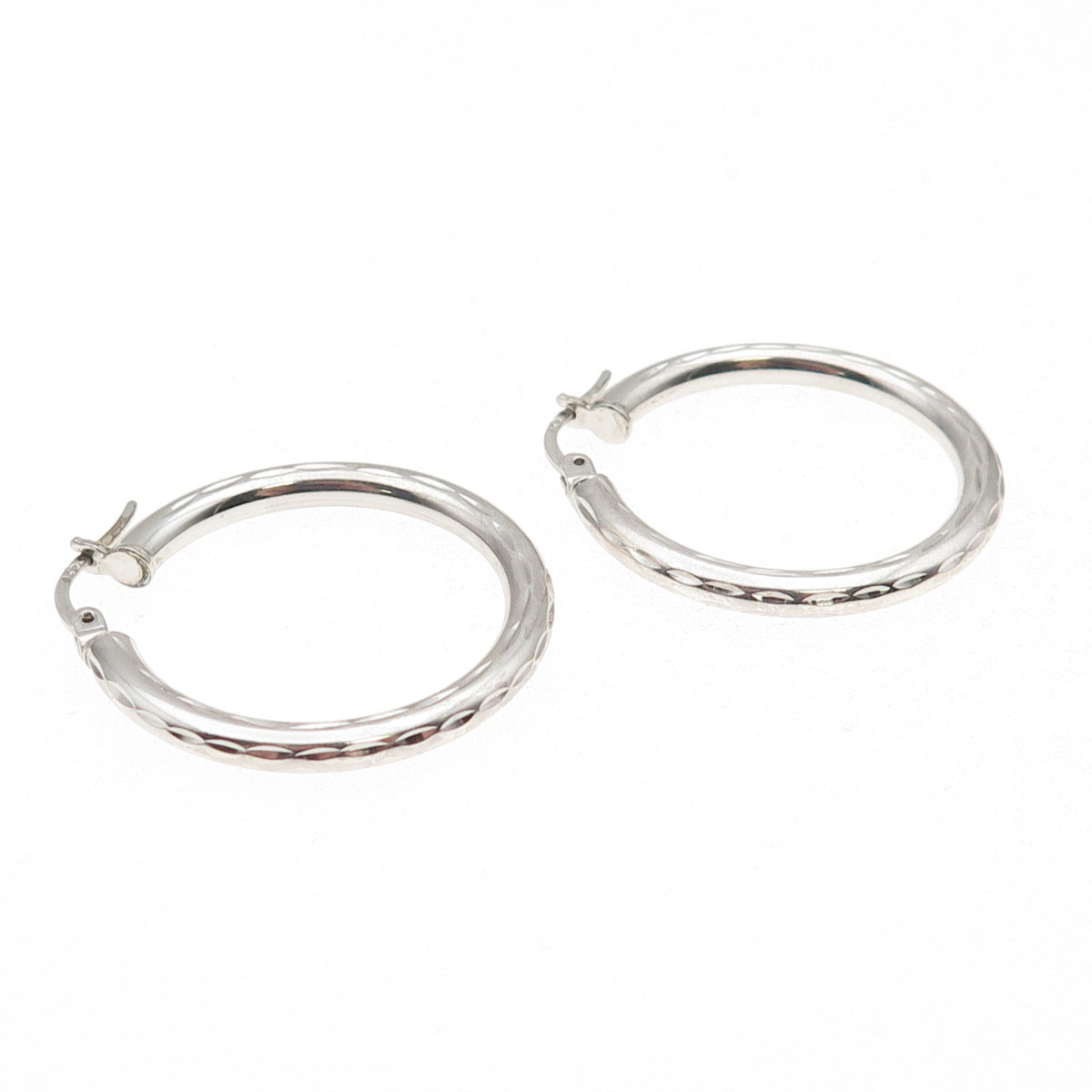 925 Sterling Silver Marquise-Cut Hoop Earrings