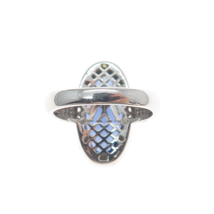 CHARLES WINSTON FOR BELLA LUCE 925 Sterling Silver Blue & Whit C Z Ring Size 8.5