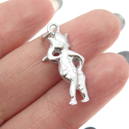 925 Sterling Silver Vintage Elephant Heart Cartoon Charm Pendant