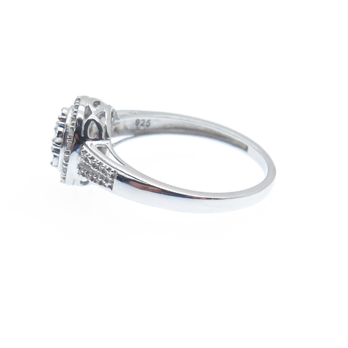 SK9 Allure Gems 925 Sterling Silver Real Diamond Engagement Ring Size 7.25