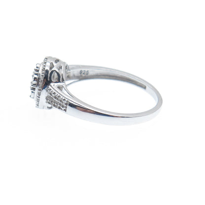 SK9 Allure Gems 925 Sterling Silver Real Diamond Engagement Ring Size 7.25
