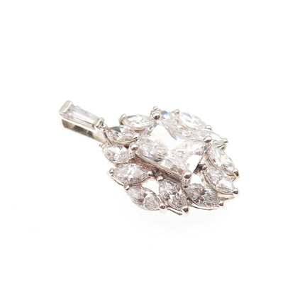 925 Sterling Silver Radiant & Marquise-Cut C Z Charm Pendant