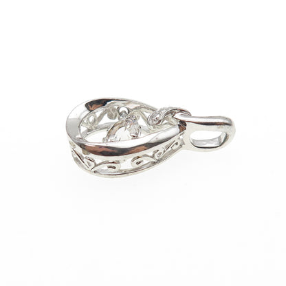 925 Sterling Silver Real Round-Cut White Topaz Teardrop Mini Charm Pendant