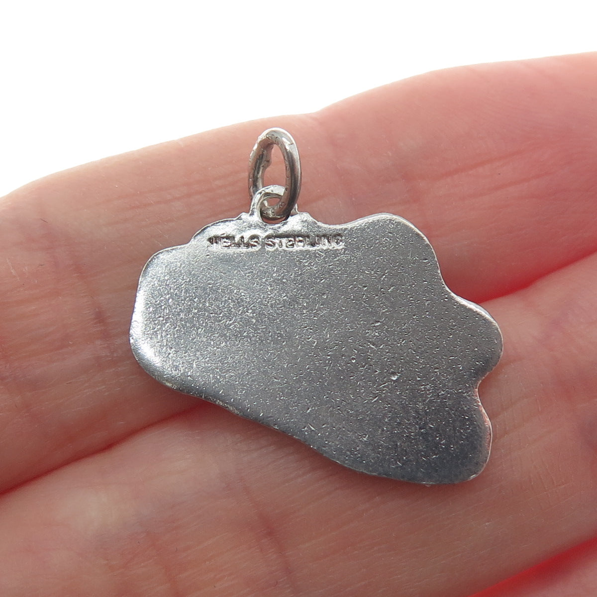 WELLS 925 Sterling Silver Vintage Enamel Bermuda Map Minimalist Charm Pendant