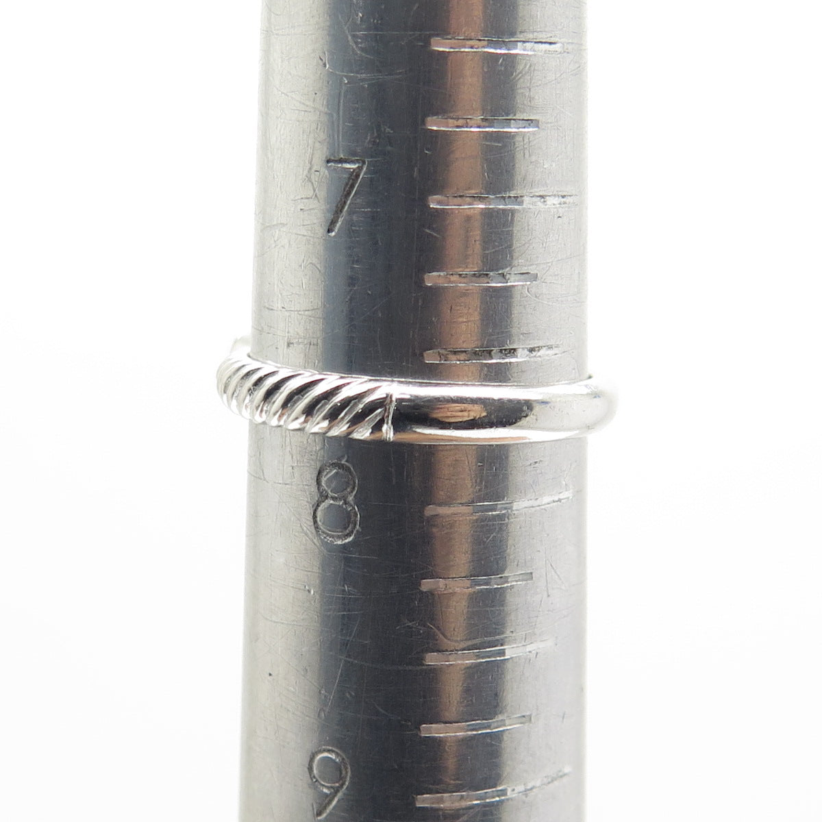 925 Sterling Silver Real Round-Cut Citrine Gemstone Wicker Ring Size 7.75