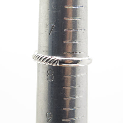 925 Sterling Silver Real Round-Cut Citrine Gemstone Wicker Ring Size 7.75