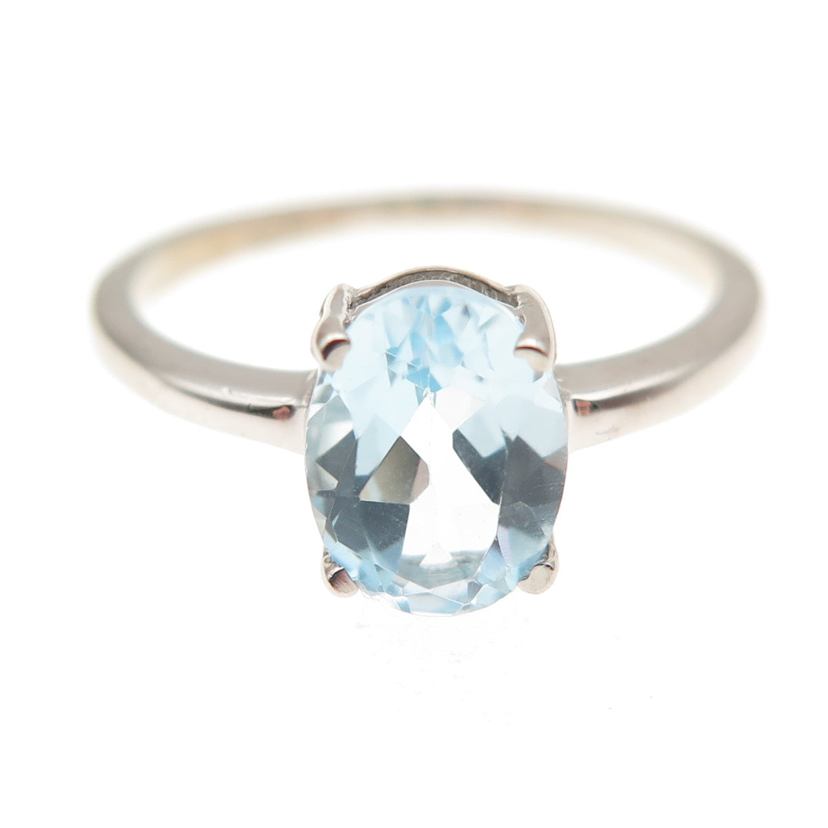 Dazzlers 925 Sterling Silver Real Oval-Cut Blue Topaz Ring Size 6
