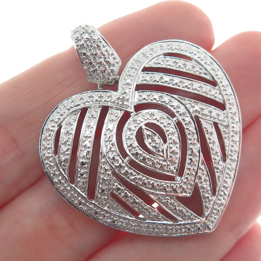 ROSS SIMONS 925 Sterling Silver Real Diamond Accent Cutout Heart Pendant