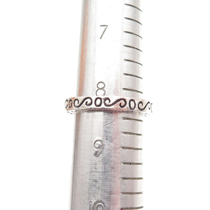 BOMA 925 Sterling Silver Vintage Swirl Stackable Band Ring Size 8.5