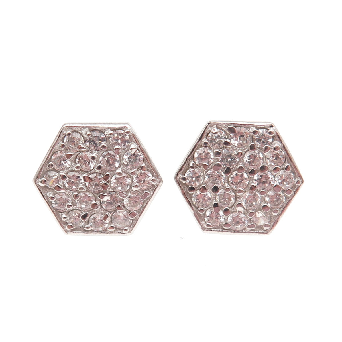 925 Sterling Silver Round-Cut C Z Stud Earrings