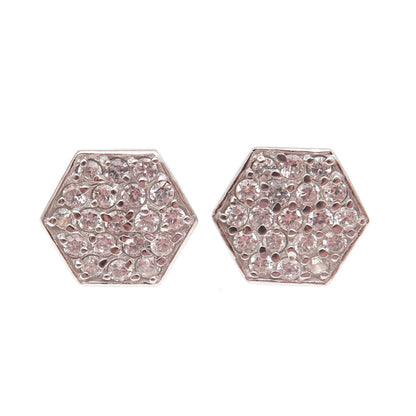 925 Sterling Silver Round-Cut C Z Stud Earrings