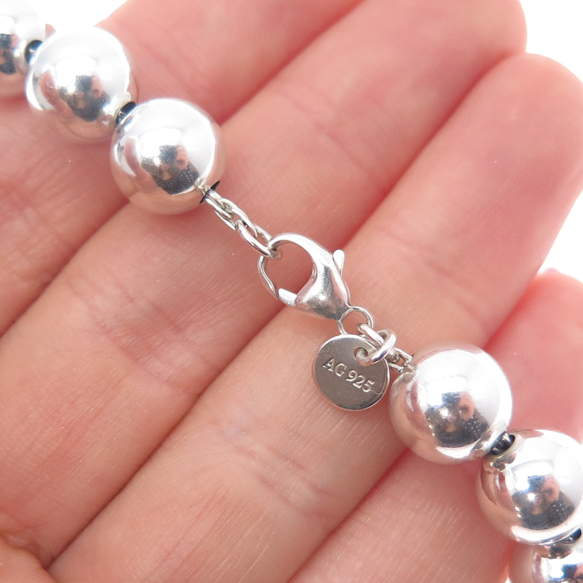 TIFFANY & CO. 925 Sterling Silver Vintage HardWear Ball Beaded Bracelet 7.25"