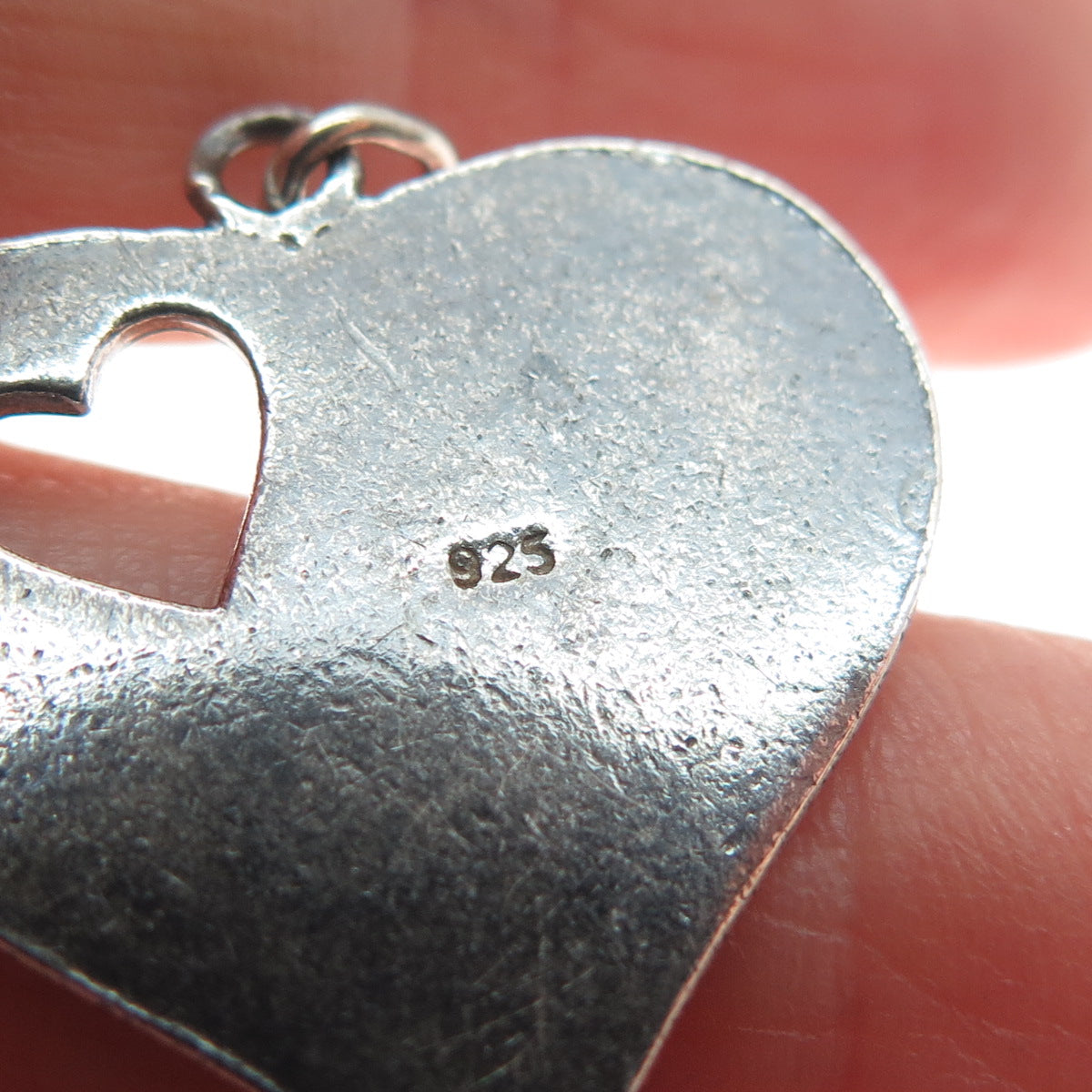 925 Sterling Silver Vintage I Love You Heart Oxidized Charm Pendant