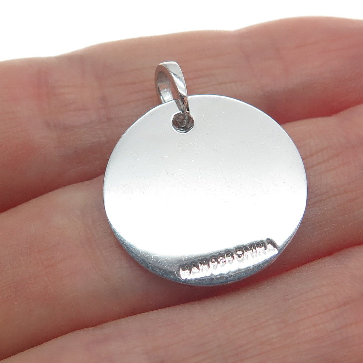 HAN 925 Sterling Silver Real Diamond Live Love And Laugh Heart Tag Pendant