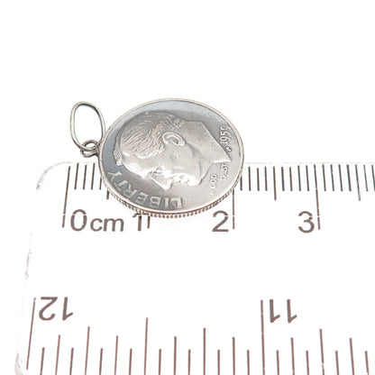 900 Silver Vintage 1959 US Roosevelt One Dime Coin Charm Pendant