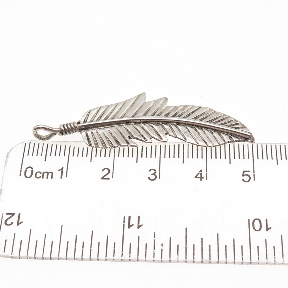 Old Pawn 925 Sterling Silver Vintage Southwestern Feather Tribal Charm Pendant