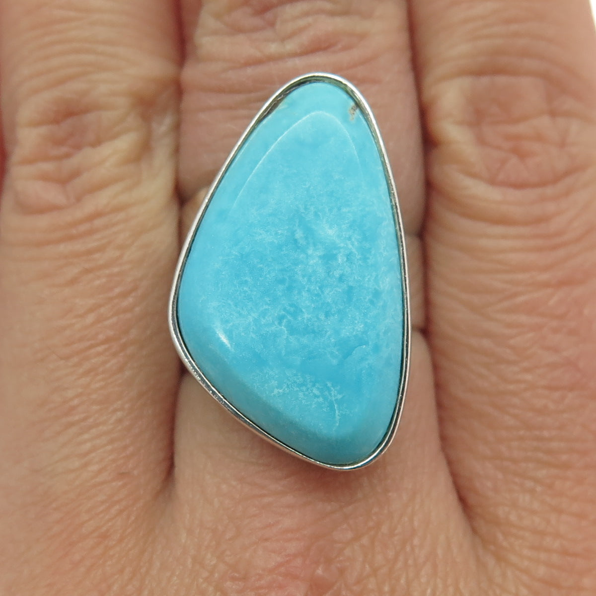 JAY KING DESERT ROSE 925 Sterling Silver Vintage Turquoise Gem Ring Size 8