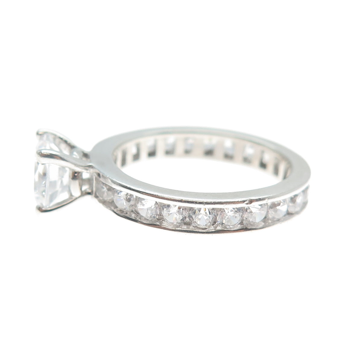925 Sterling Silver Round-Cut C Z Engagement Ring Size 6.5