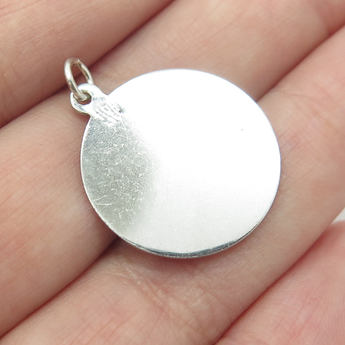 925 Sterling Silver Vintage Happy Birthday Round Pendant