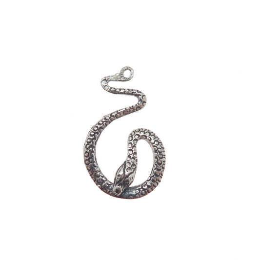 925 Sterling Silver Vintage Snake Oxidized Charm Pendant