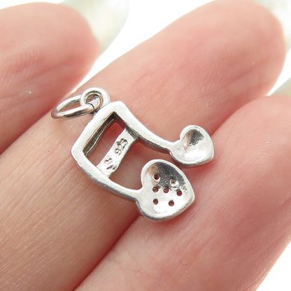 925 Sterling Silver Vintage Round-Cut C Z Eighth Note Minimalist Charm Pendant