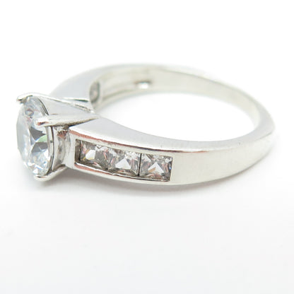 925 Sterling Silver Round & Princess-Cut C Z Engagement Ring Size 8.75