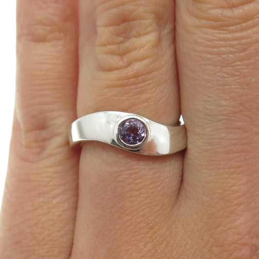 925 Sterling Silver Vintage Real Amethyst Gemstone Ring Size 6