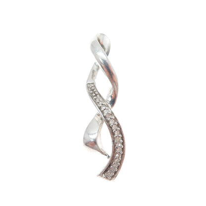JANE SEYMOUR 925 Sterling Silver Real Round-Cut Diamond Twisted Pendant