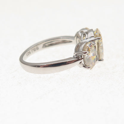 925 Sterling Silver Oval-Cut Canary C Z Engagement Ring Size 5.25