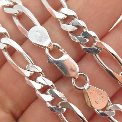 925 Sterling Silver Vintage Figaro Chain Necklace 20"