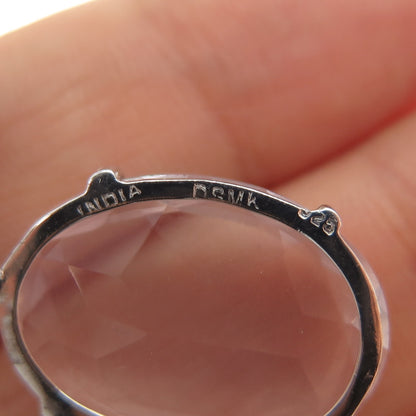 DSMK 925 Sterling Silver Real Rose Quartz Amethyst & Blue Topaz Dangle Earrings