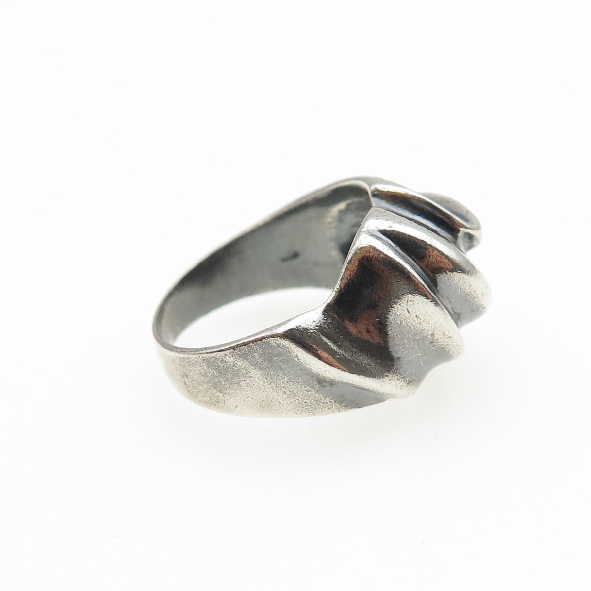 925 Sterling Silver Vintage Modernist Dome Oxidized Ring Size 7