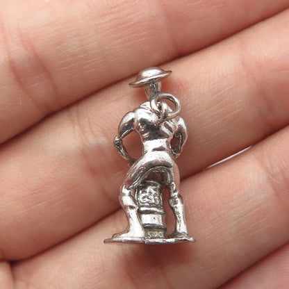 925 Sterling Silver Vintage Musician Drummer Pendant