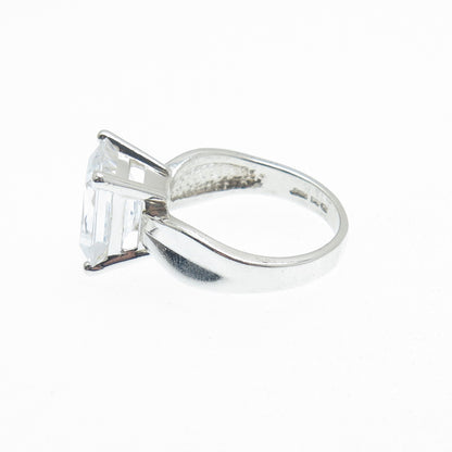 925 Sterling Silver Radiant-Cut C Z Engagement Ring Size 7