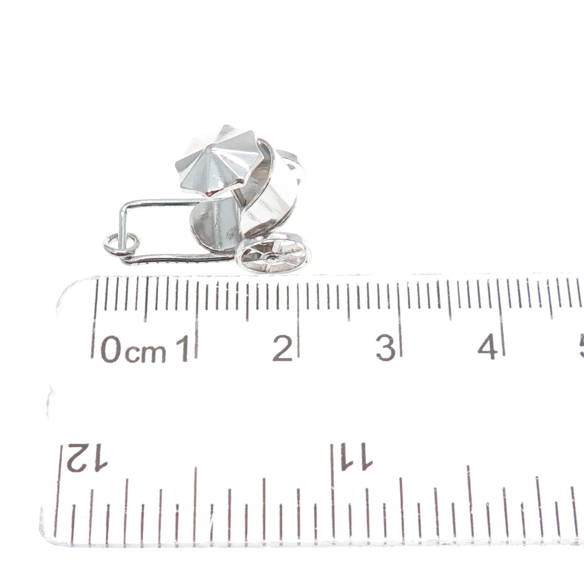 925 Sterling Silver Antique Art Deco Beach Cart Minimalist 3D Charm Pendant
