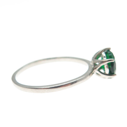 DAZZLERS 925 Sterling Silver Round-Cut Nano Chrome Diopside Ring Size 10.25