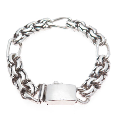 925 Sterling Silver Vintage Mexico Heavy 78.2g Bismark Link Bracelet 8.25"