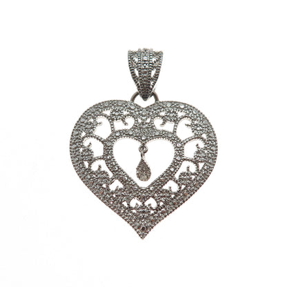 MICHAEL ANTHONY 925 Sterling Silver Real Diamond Accent Heart Pendant